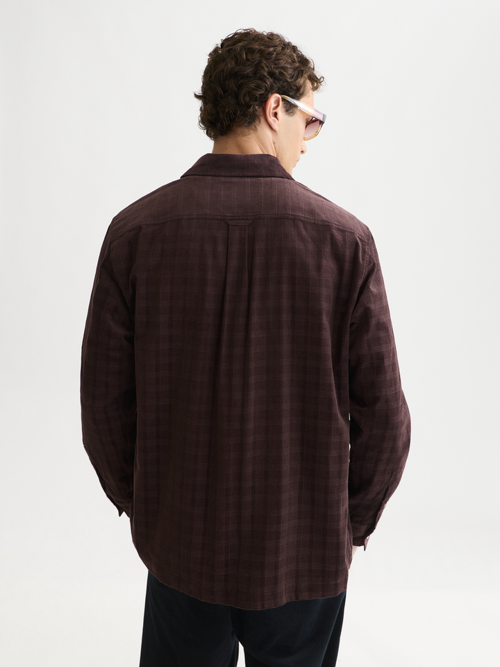 Corduroy checked relaxed-fit shirts
