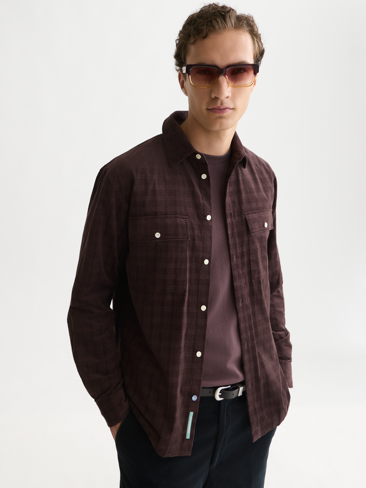 Corduroy checked relaxed-fit shirts