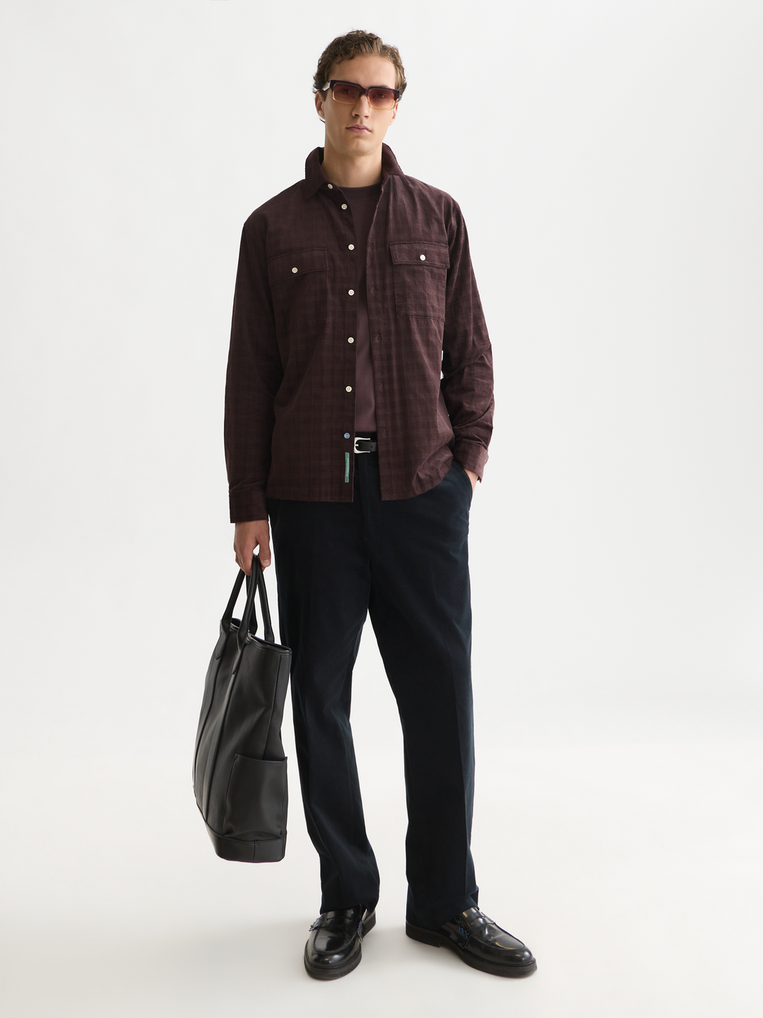 Corduroy checked relaxed-fit shirts