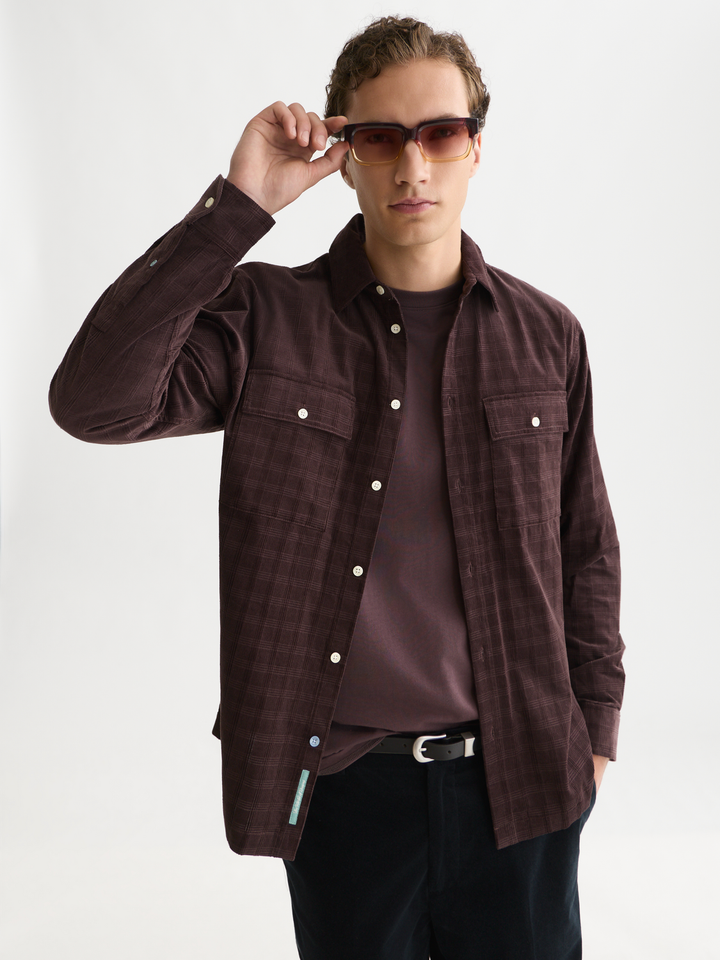 Corduroy checked relaxed-fit shirts
