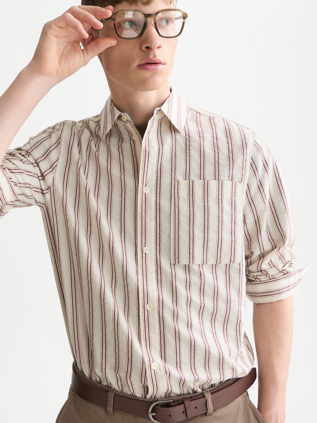 Textured striped regular-fit shirt