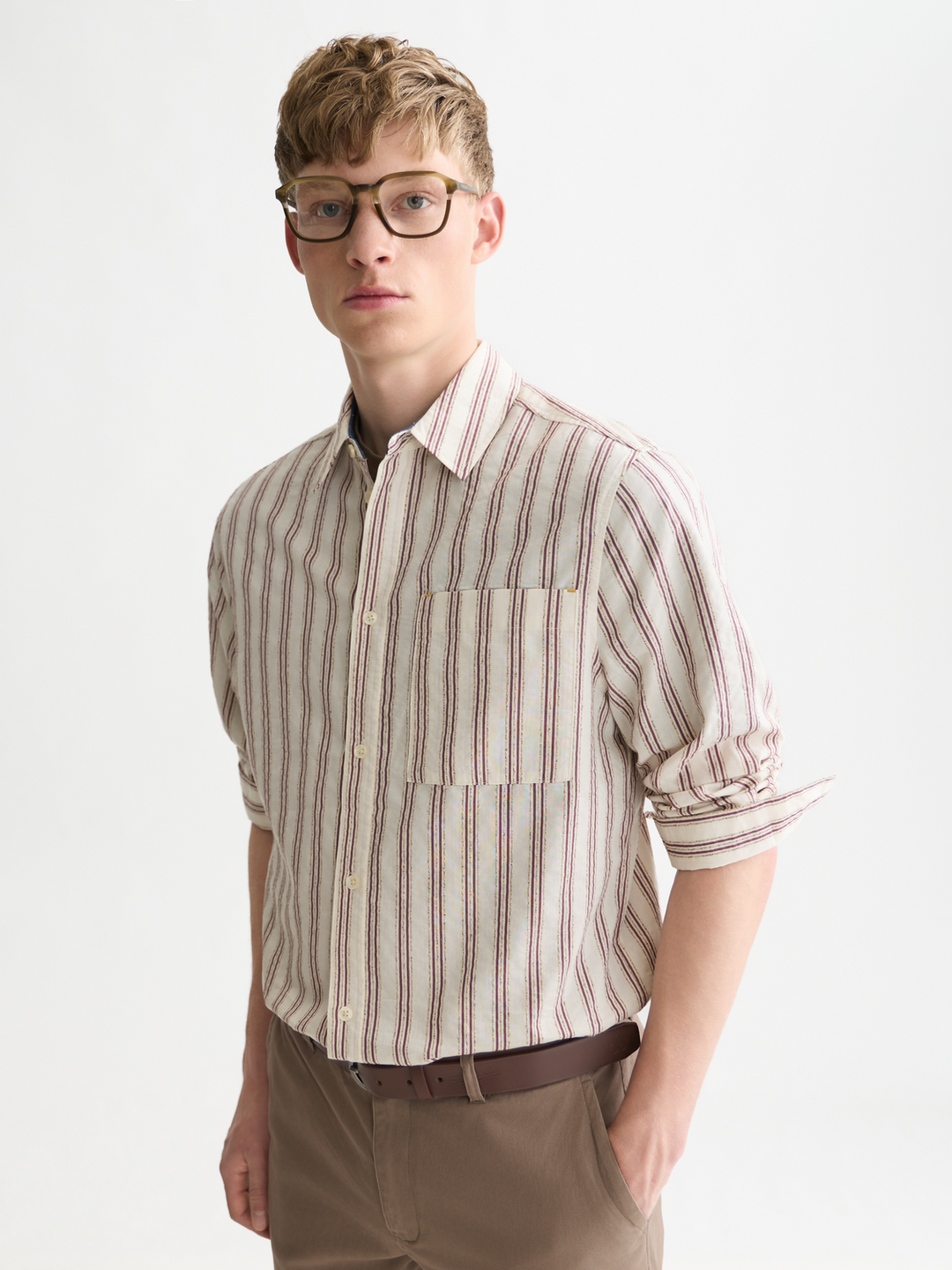 Textured striped regular-fit shirt