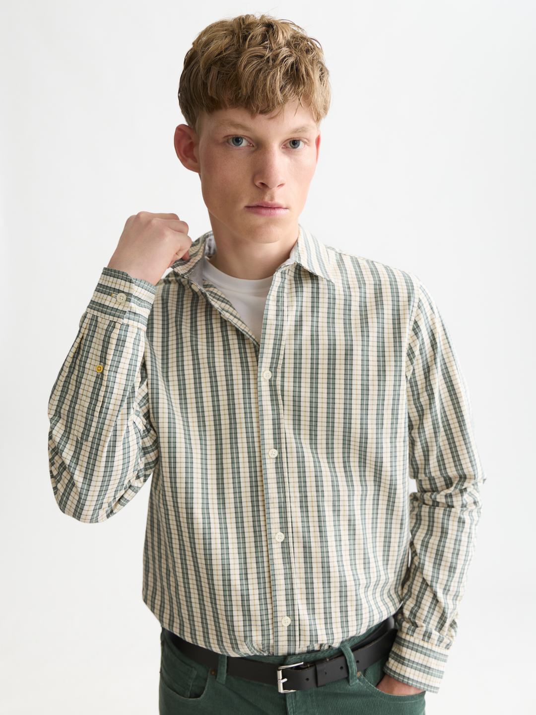 Micro checked regular-fit shirt