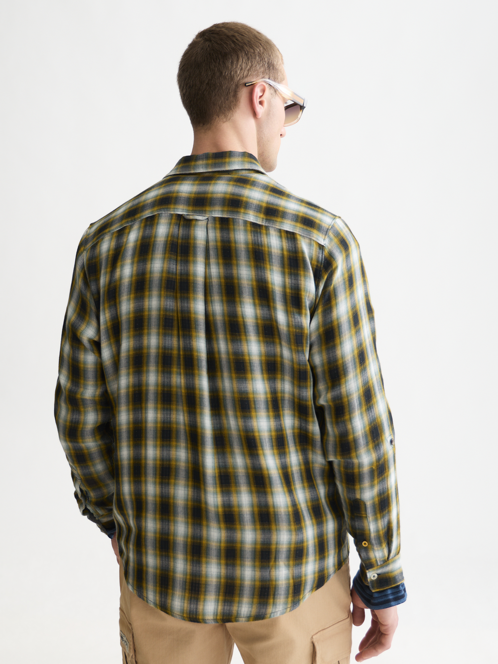 Double-faced check relaxed-fit shirt