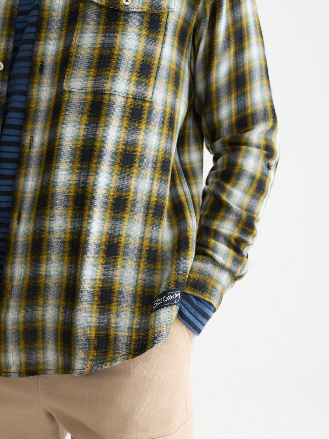 Double-faced check relaxed-fit shirt