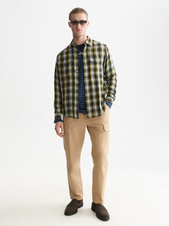 Double-faced check relaxed-fit shirt