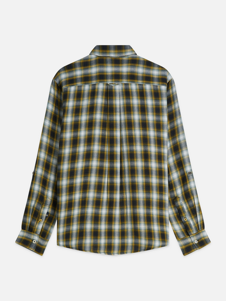 Double-faced check relaxed-fit shirt