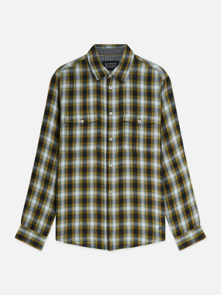 Double-faced check relaxed-fit shirt