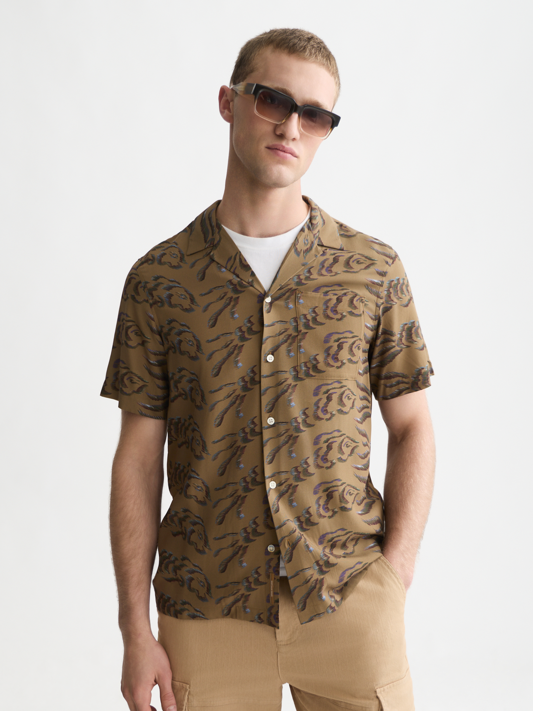 Viscose printed short sleeved regular-fit shirt