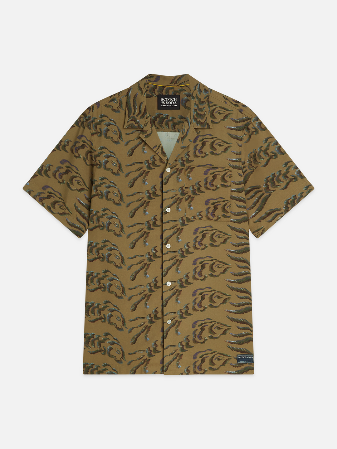 Viscose printed short sleeved regular-fit shirt
