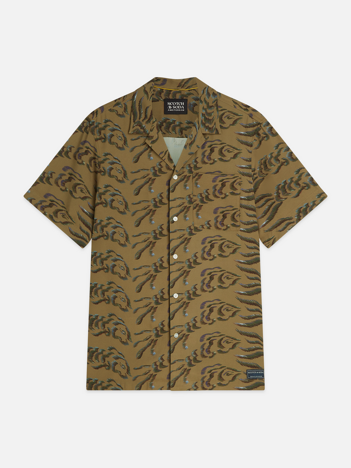 Viscose printed short sleeved regular-fit shirt