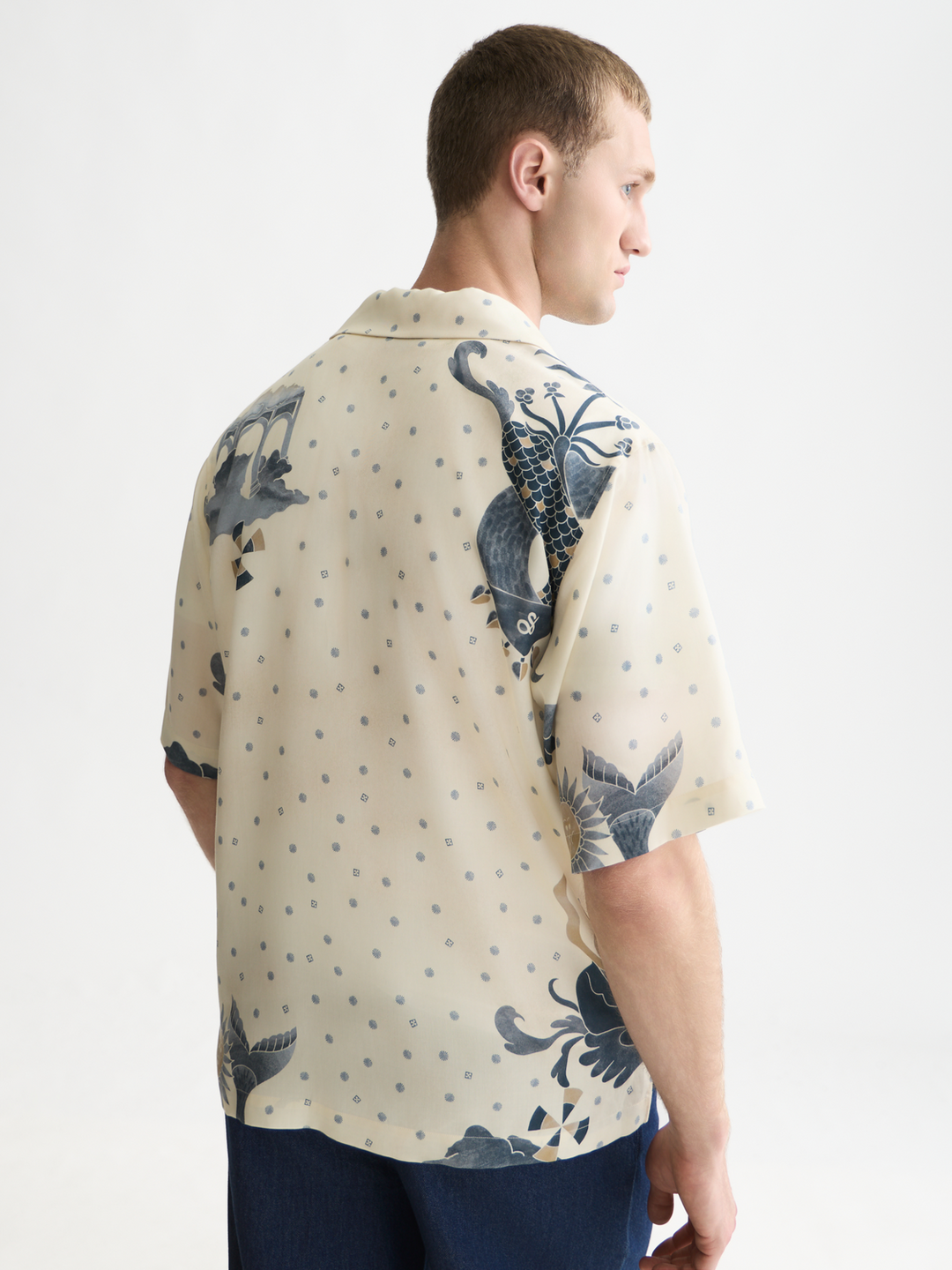 Printed tencel short sleeved relaxed-fit shirt