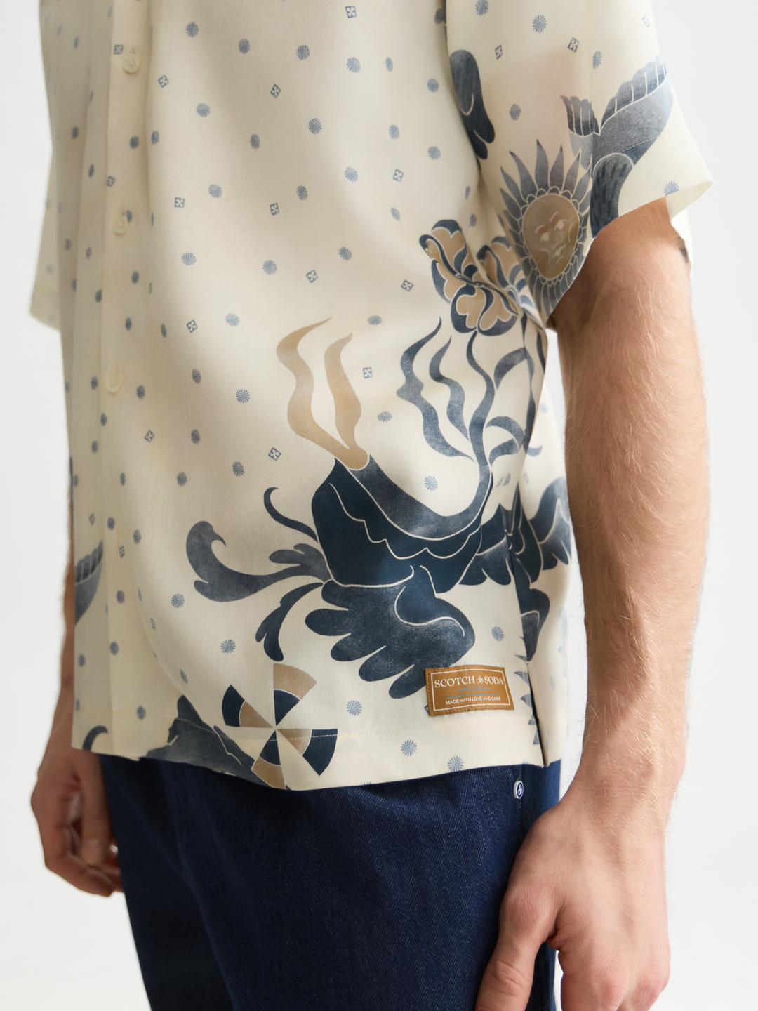 Printed tencel short sleeved relaxed-fit shirt