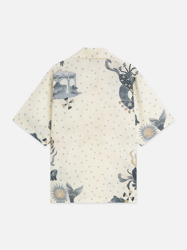 Printed tencel short sleeved relaxed-fit shirt