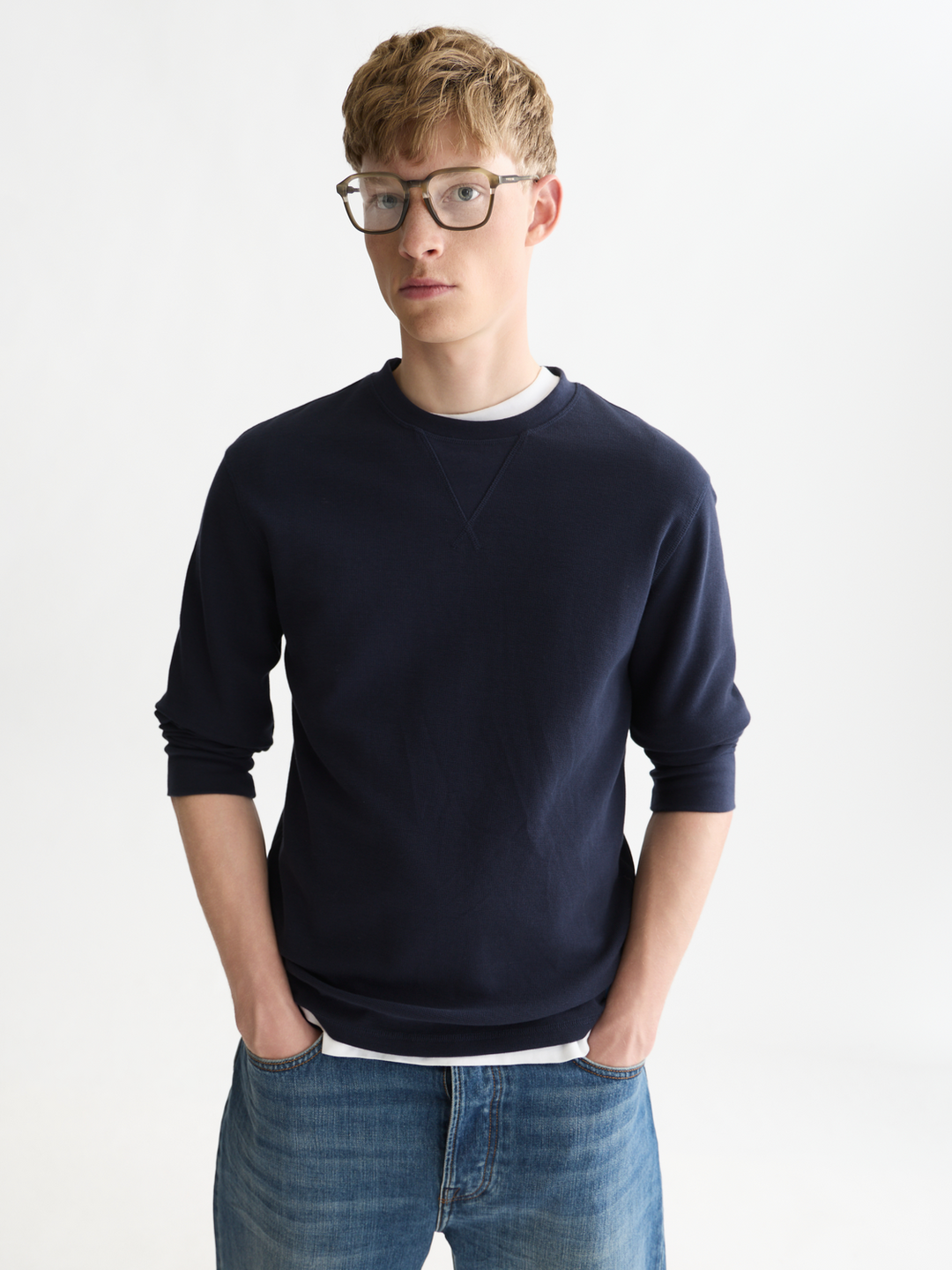 Waffle regular-fit long sleeved T-shirt