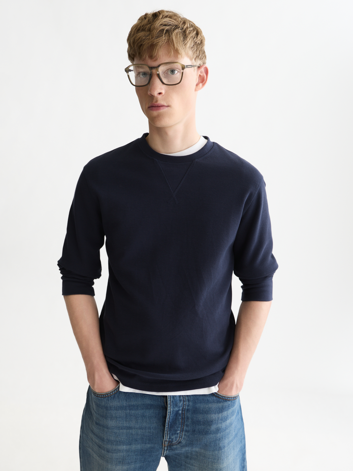 Waffle regular-fit long sleeved T-shirt