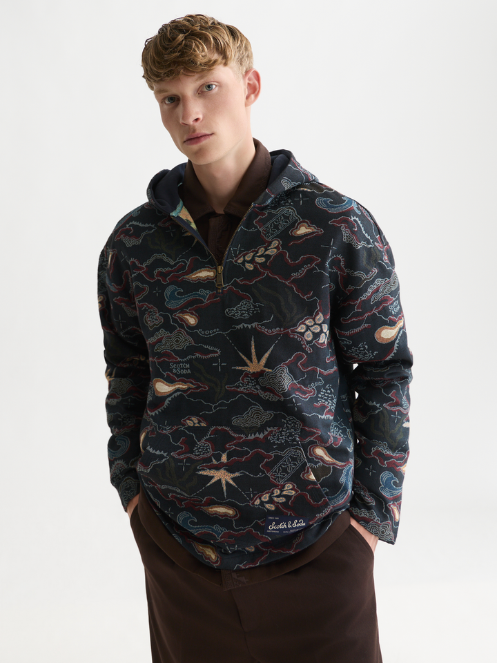 Jacquard relaxed-fit hoodie