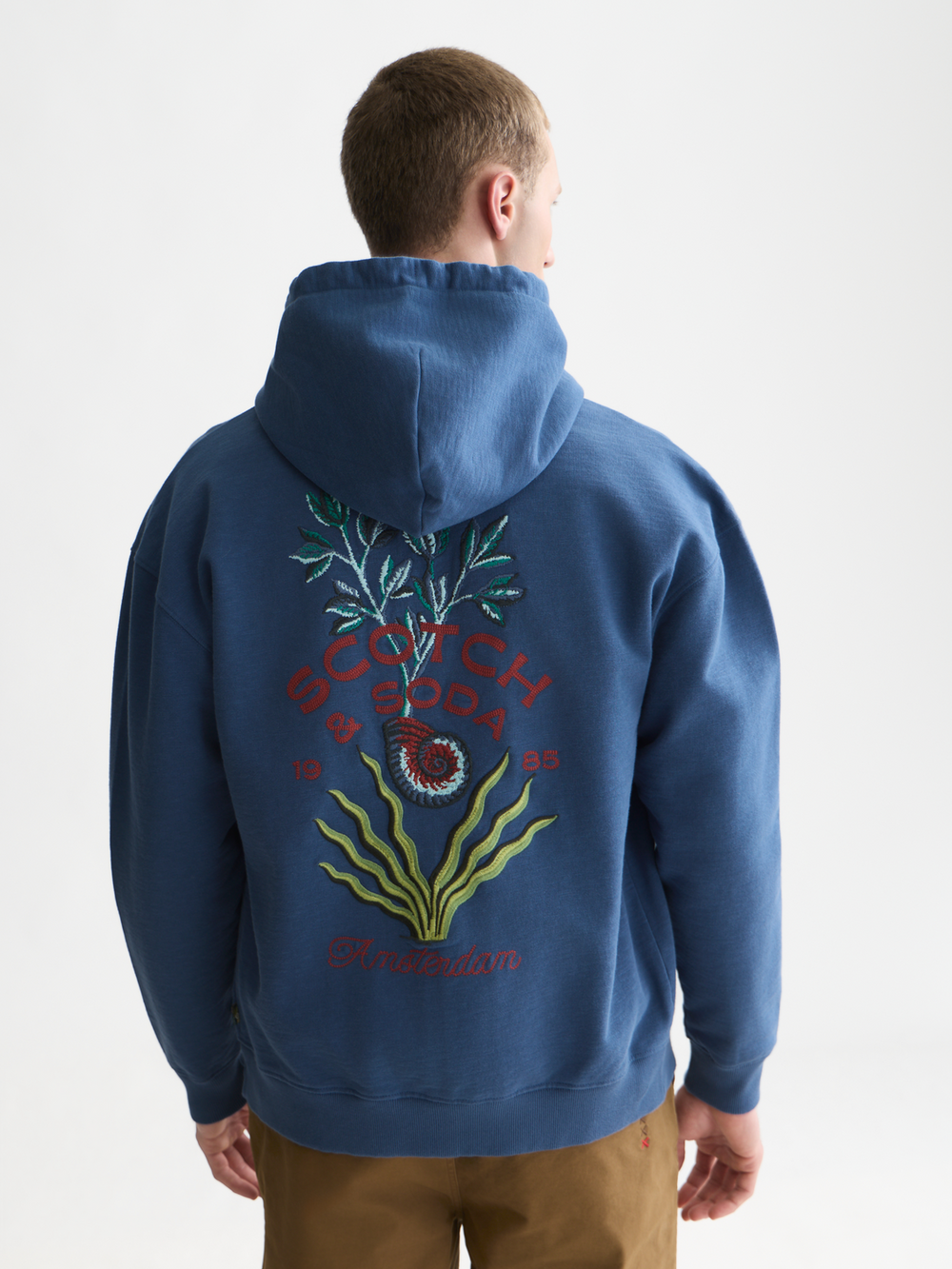 Embroidered relaxed-fit zip-through hoodie