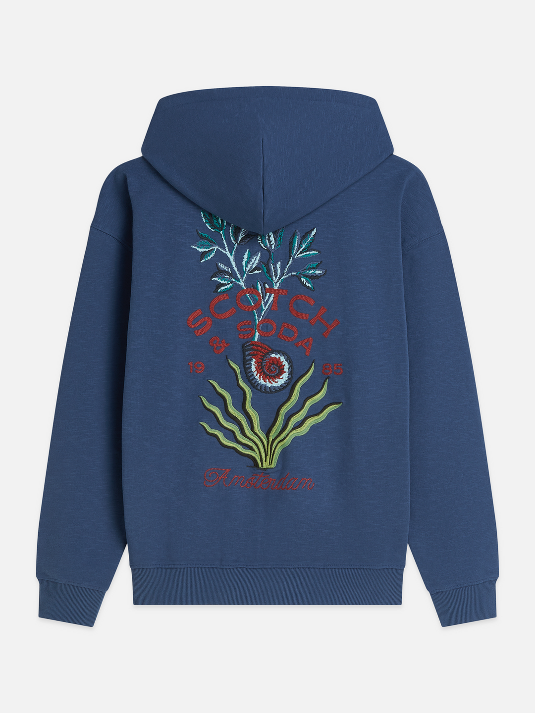 Embroidered relaxed-fit zip-through hoodie