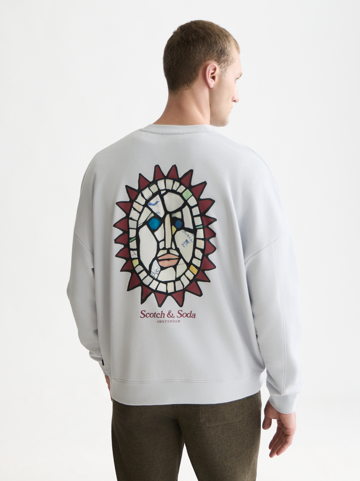 Front and back artwork relaxed-fit sweatshirt