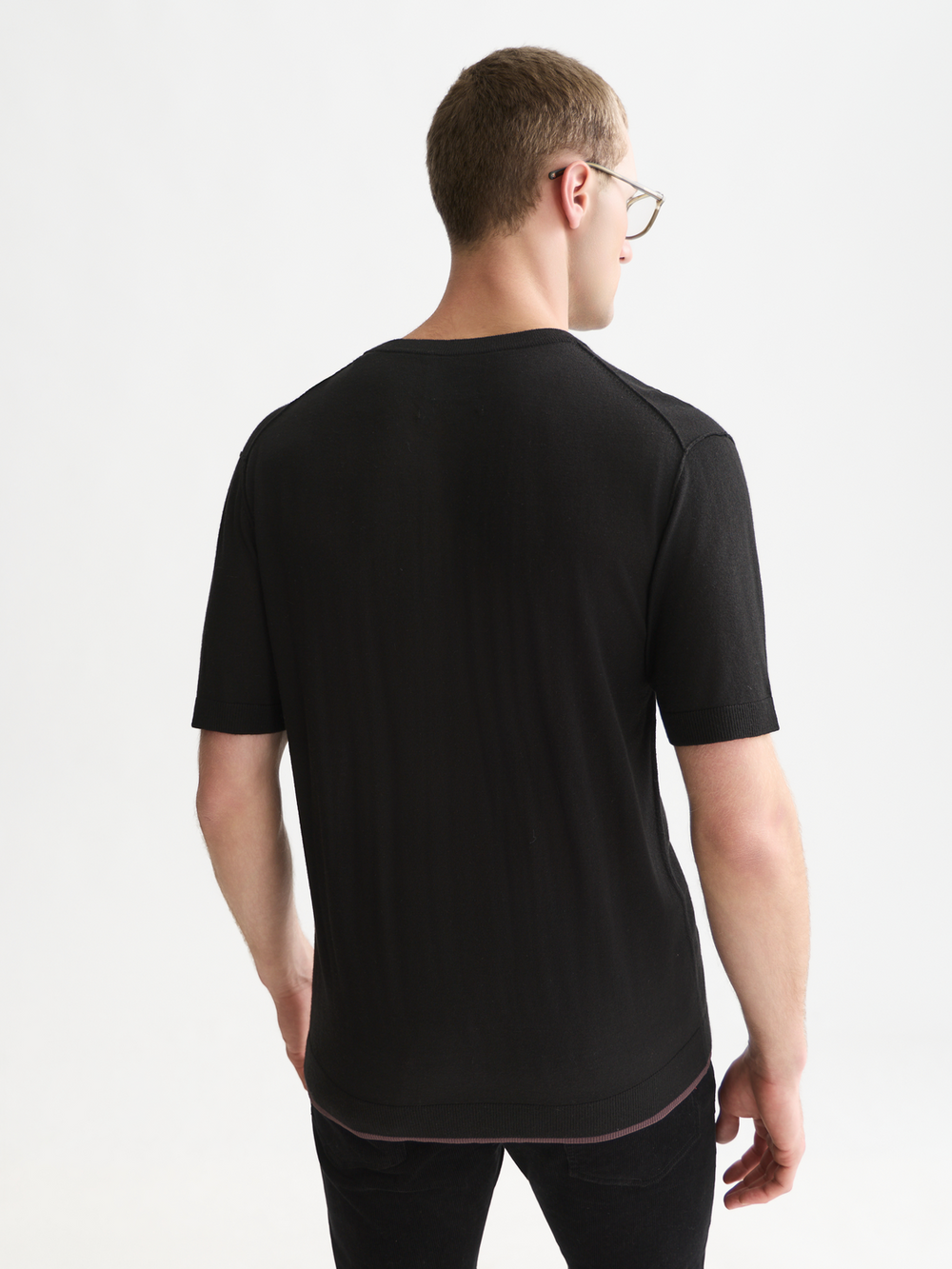 Knitted wool-blend relaxed-fit T-shirt