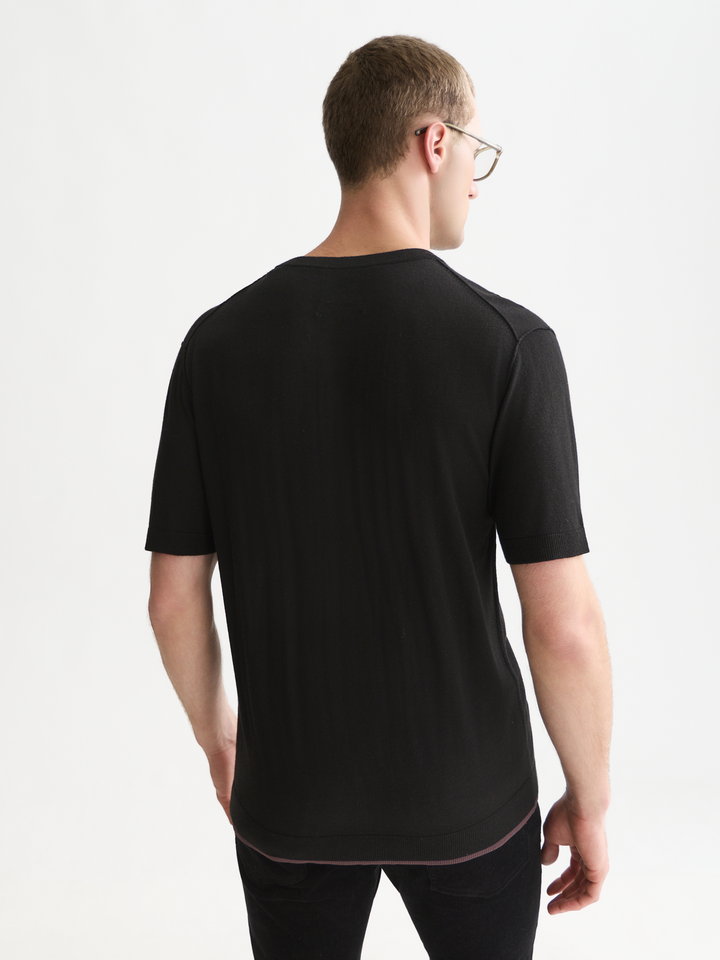 Knitted wool-blend relaxed-fit T-shirt