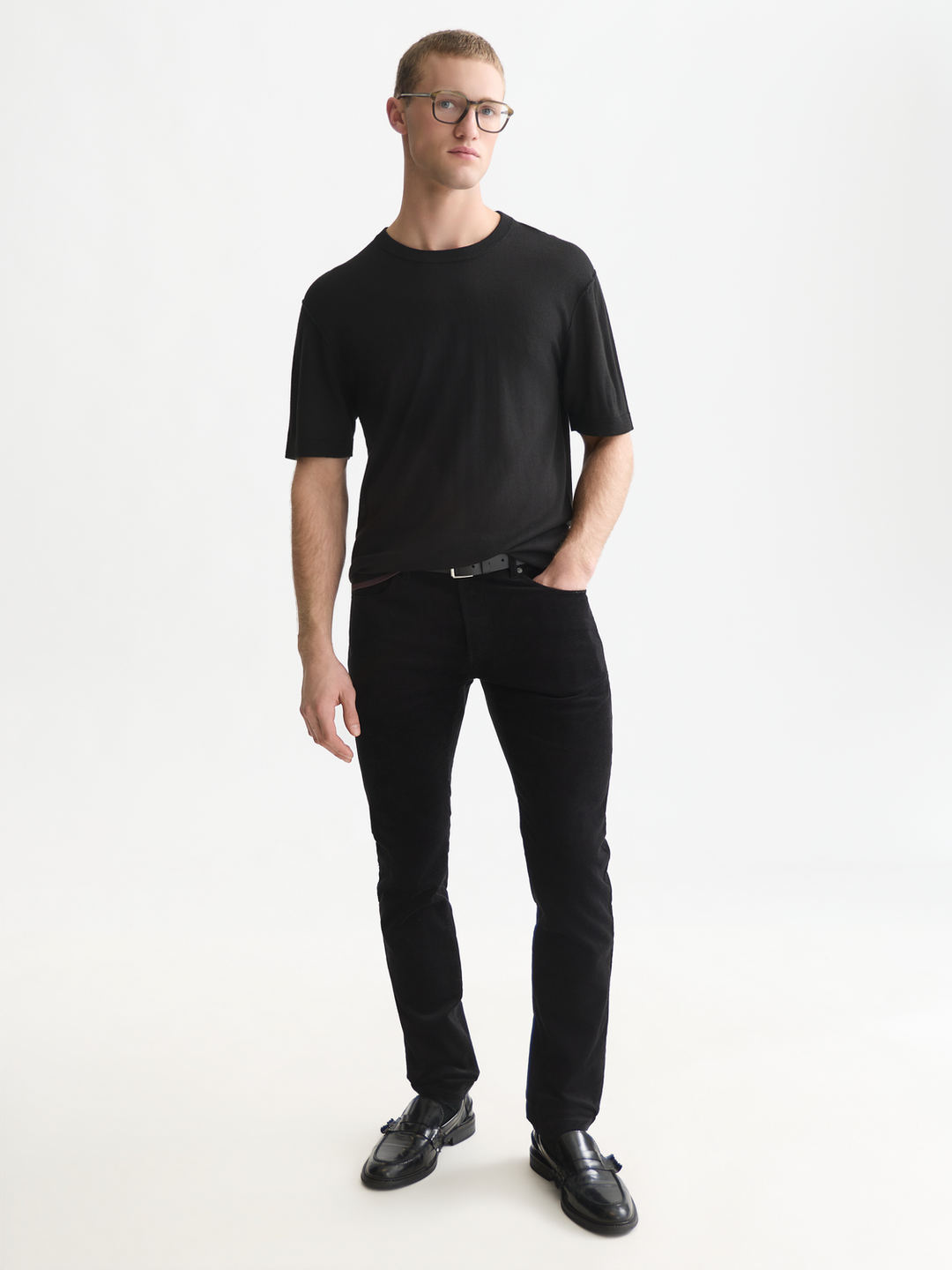 Knitted wool-blend relaxed-fit T-shirt