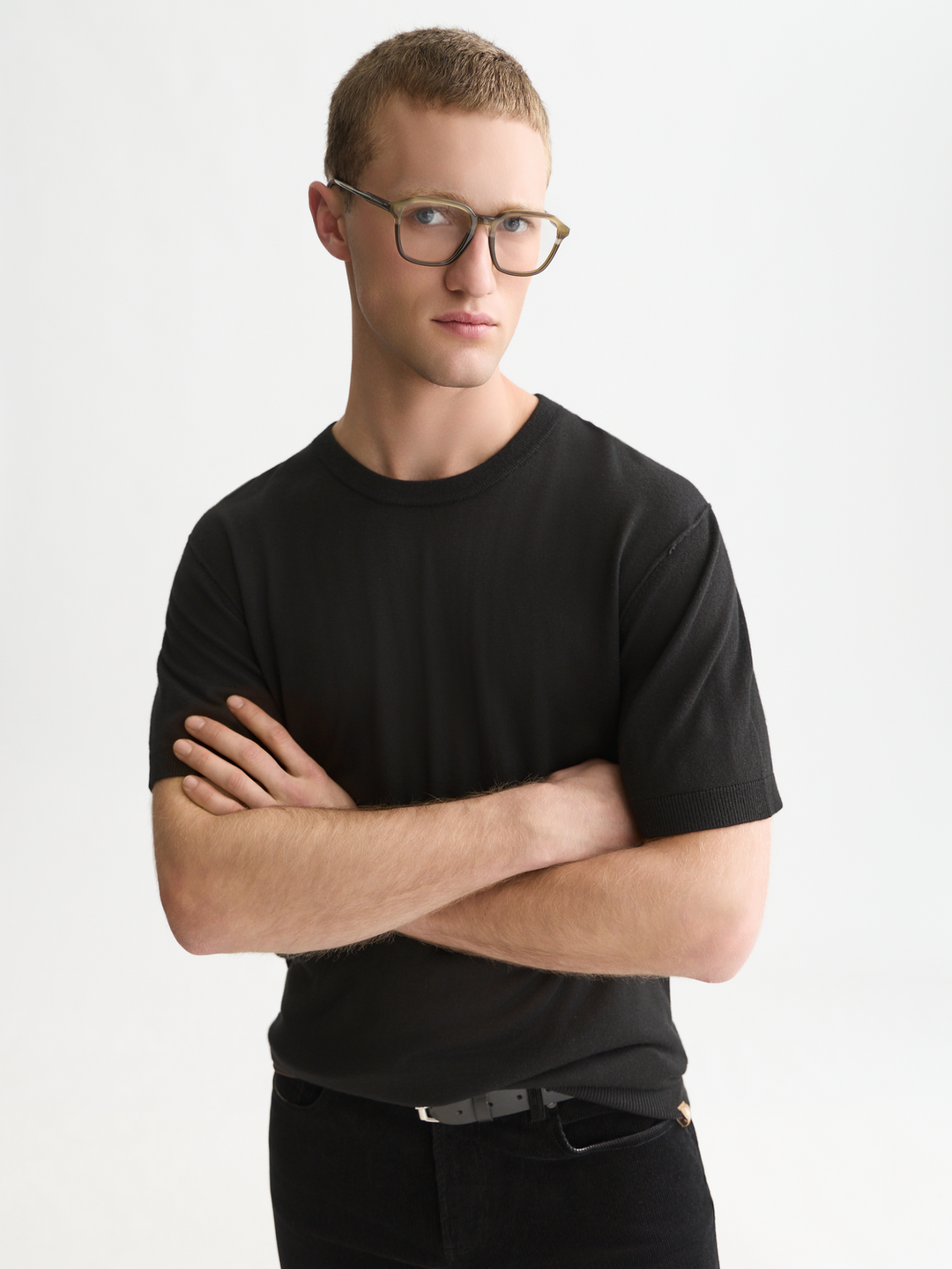 Knitted wool-blend relaxed-fit T-shirt