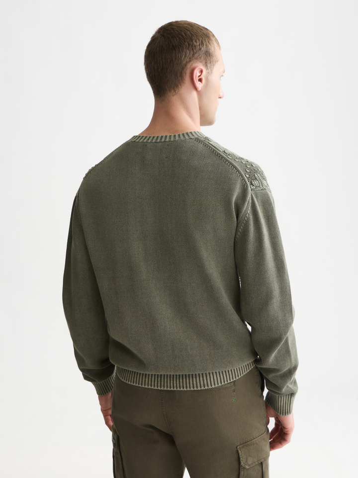 Structured cotton dropped shoulder pullover
