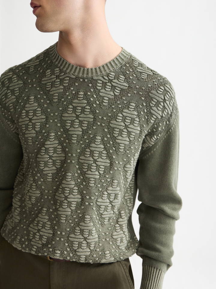 Structured cotton dropped shoulder pullover