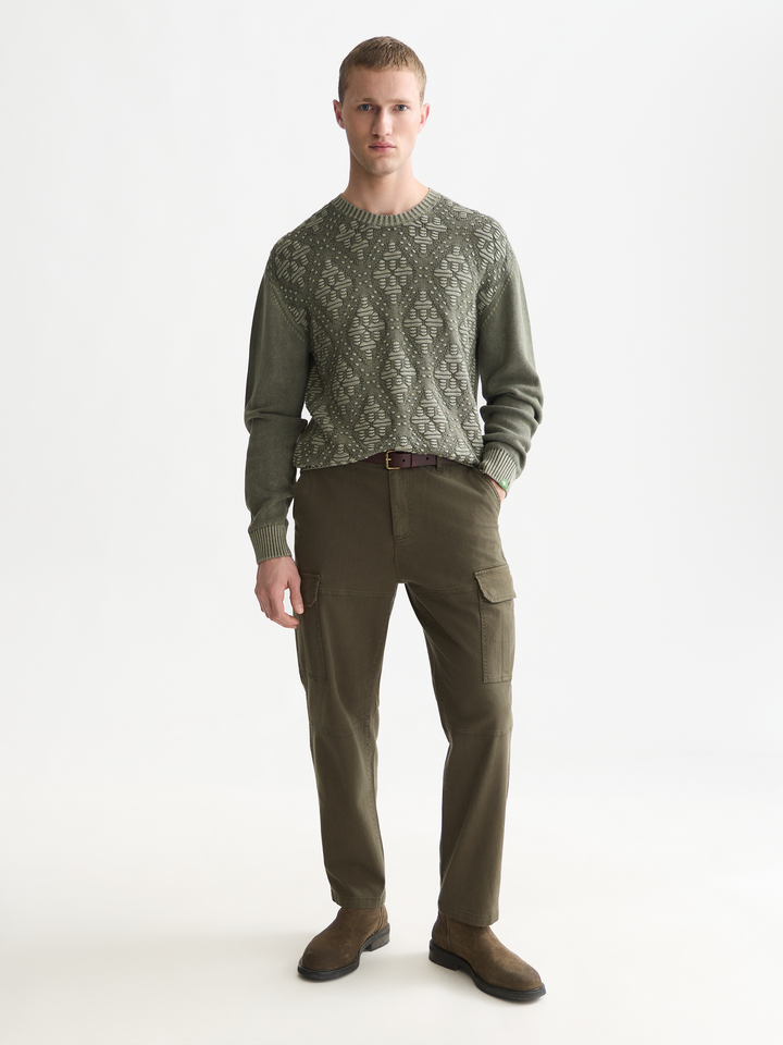 Structured cotton dropped shoulder pullover