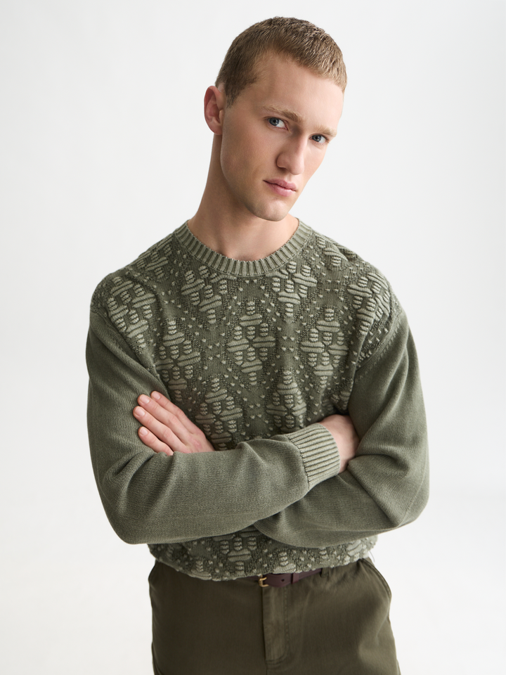 Structured cotton dropped shoulder pullover