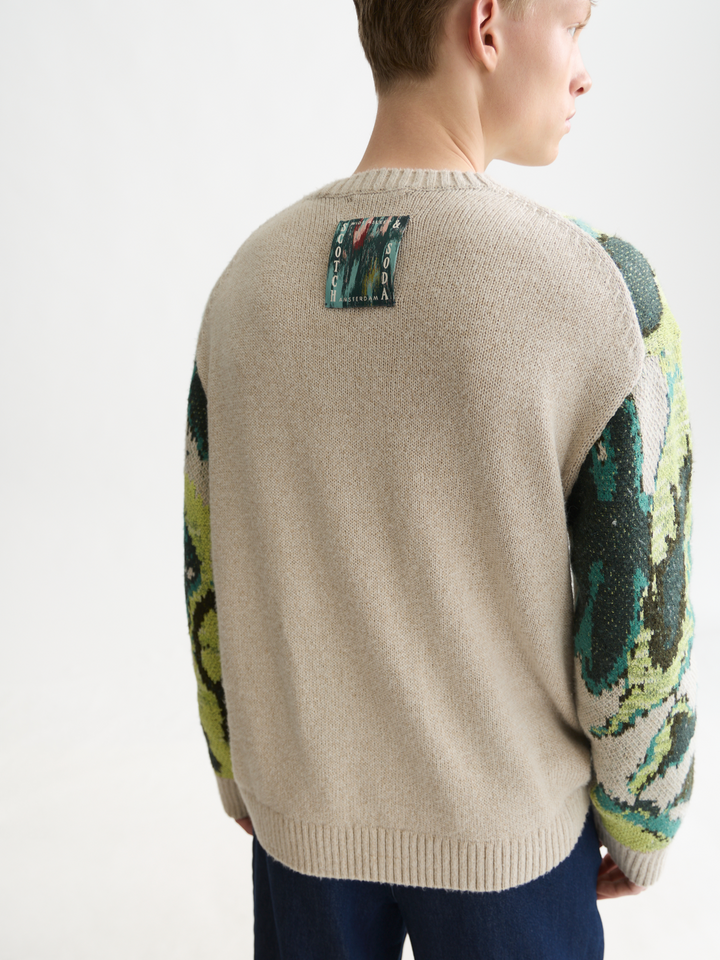 Watercolour cotton-linen blend loose-fit pullover