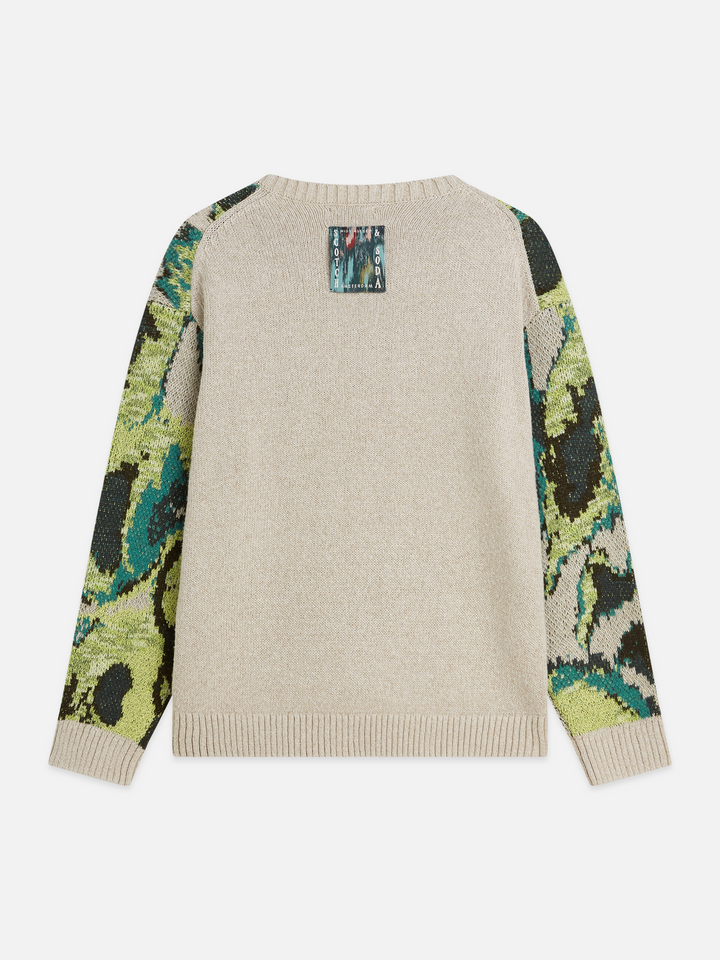 Watercolour cotton-linen blend loose-fit pullover
