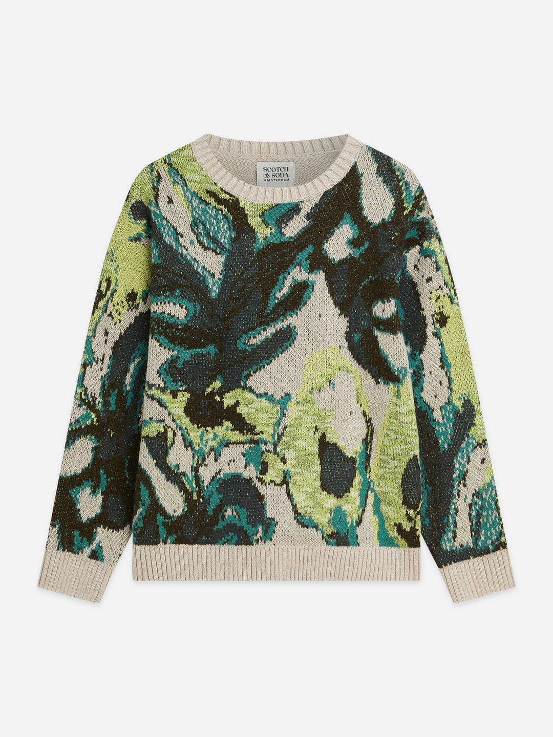 Watercolour cotton-linen blend loose-fit pullover
