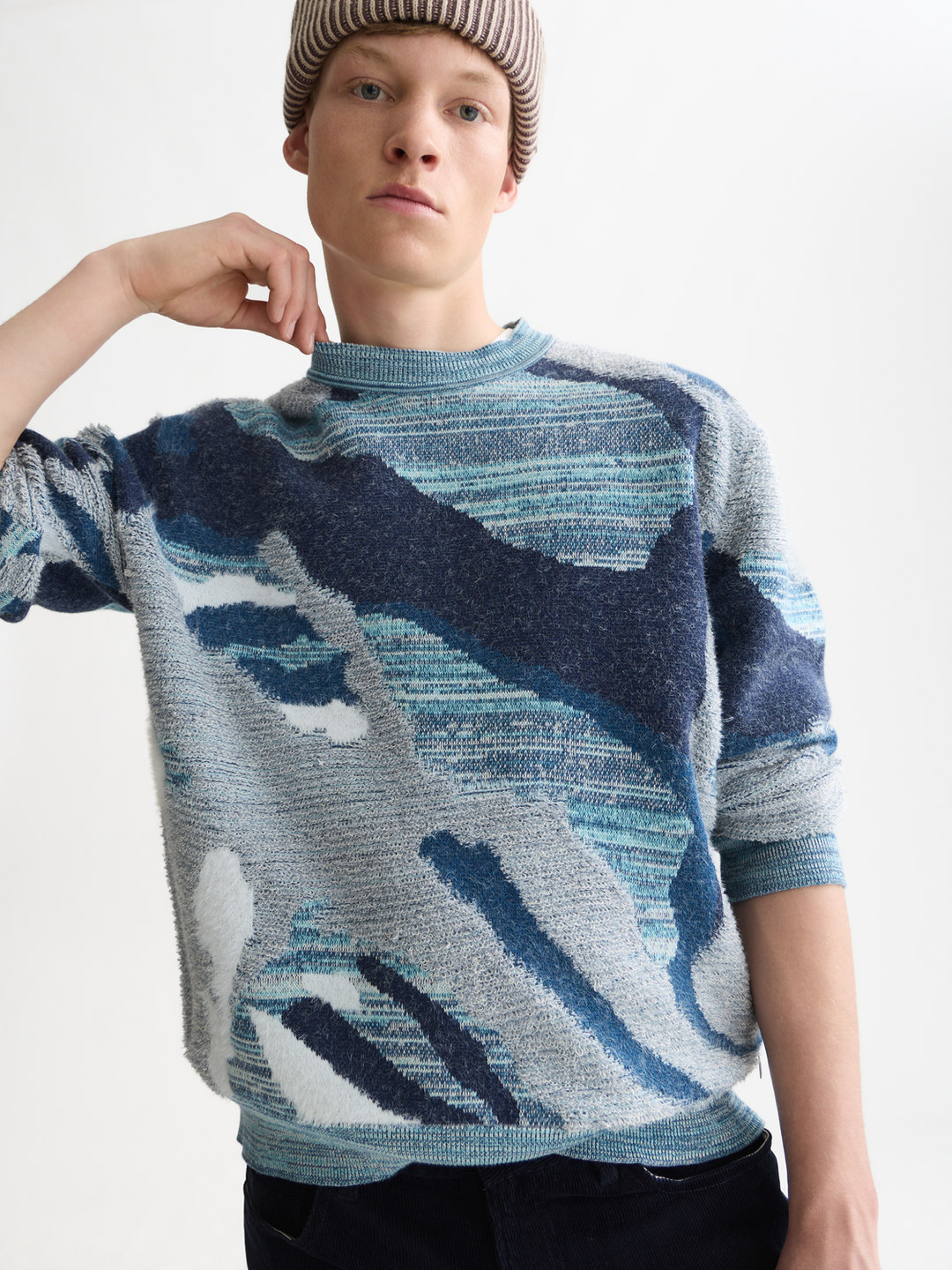 Jacquard cotton loose-fit pullover
