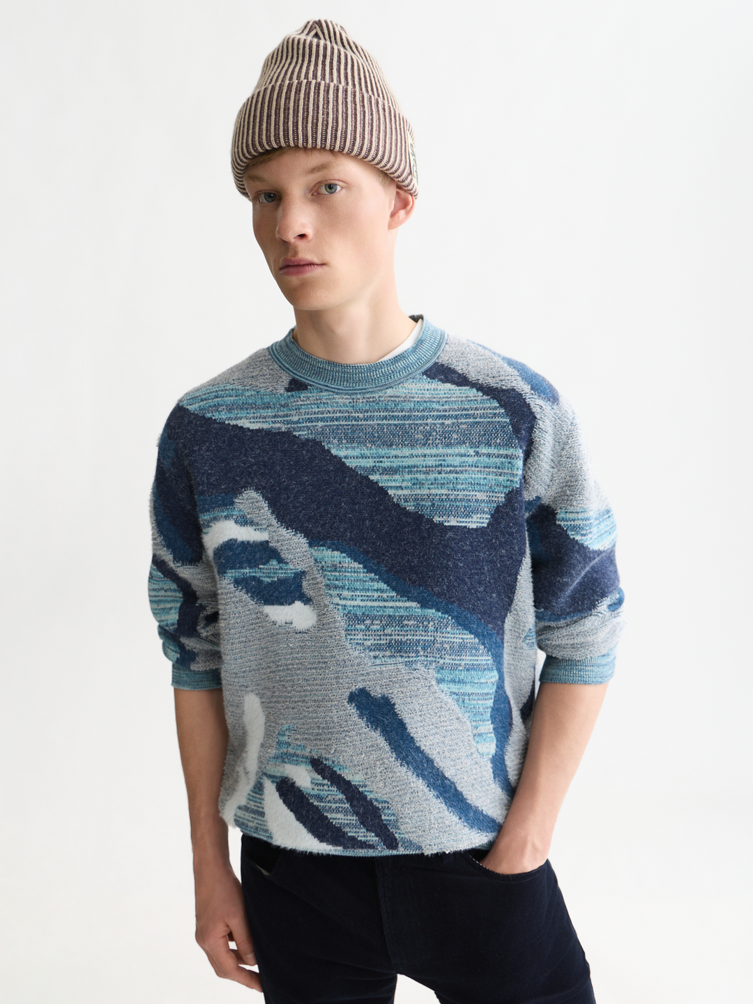 Jacquard cotton loose-fit pullover
