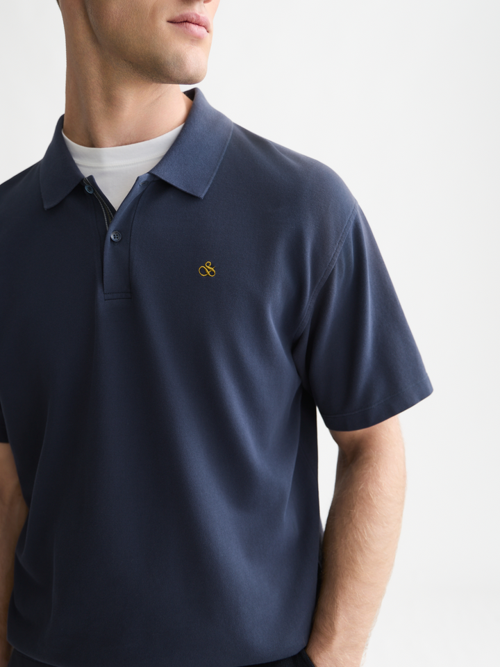Pique relaxed-fit garment dyed polo