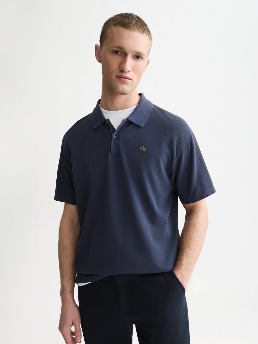 Pique relaxed-fit garment dyed polo