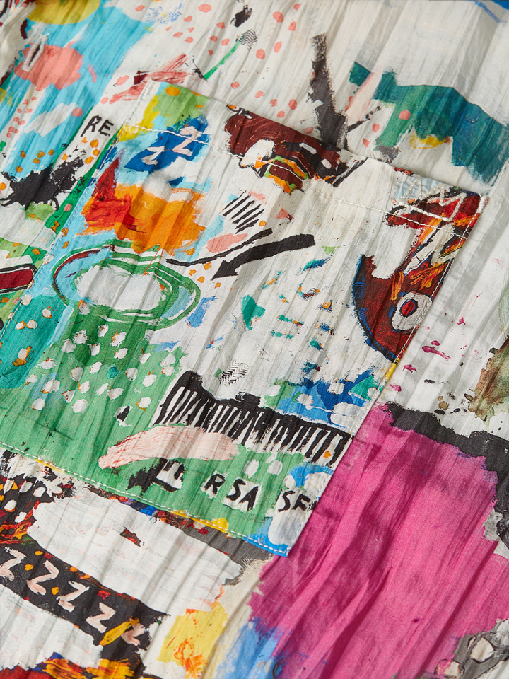 قميص Basquiat قصير الأكمام بقصة مريحة مزين بطبعات