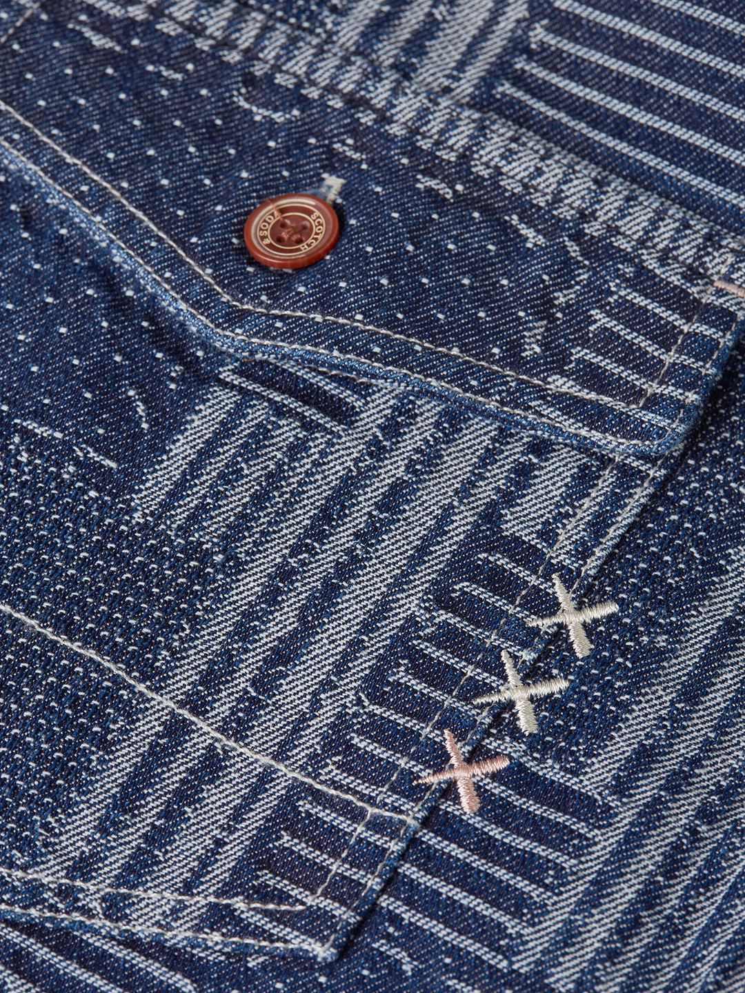 Denim patchwork relaxed-fit overshirt