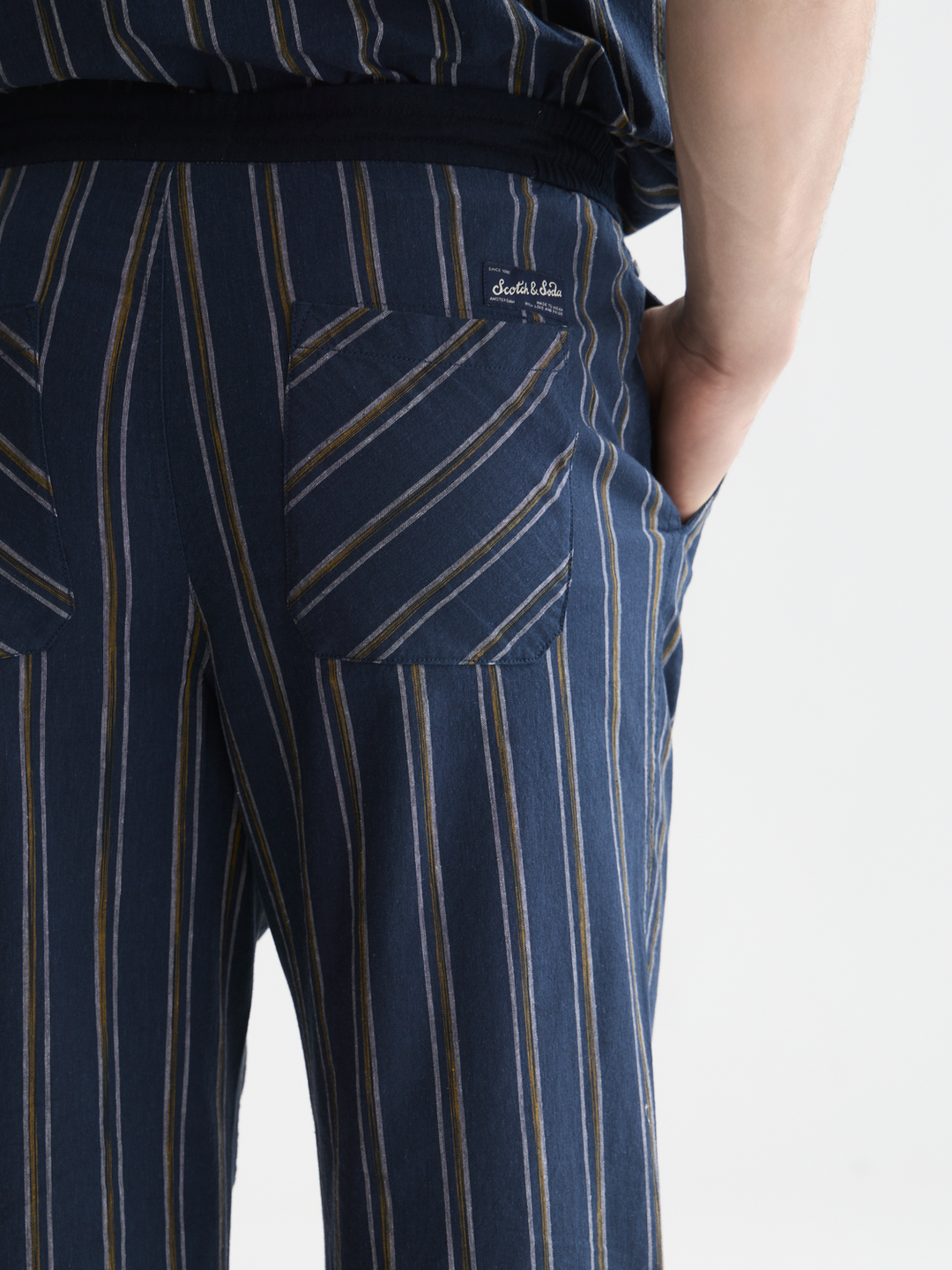 Otis striped linen blend straight-fit jogger