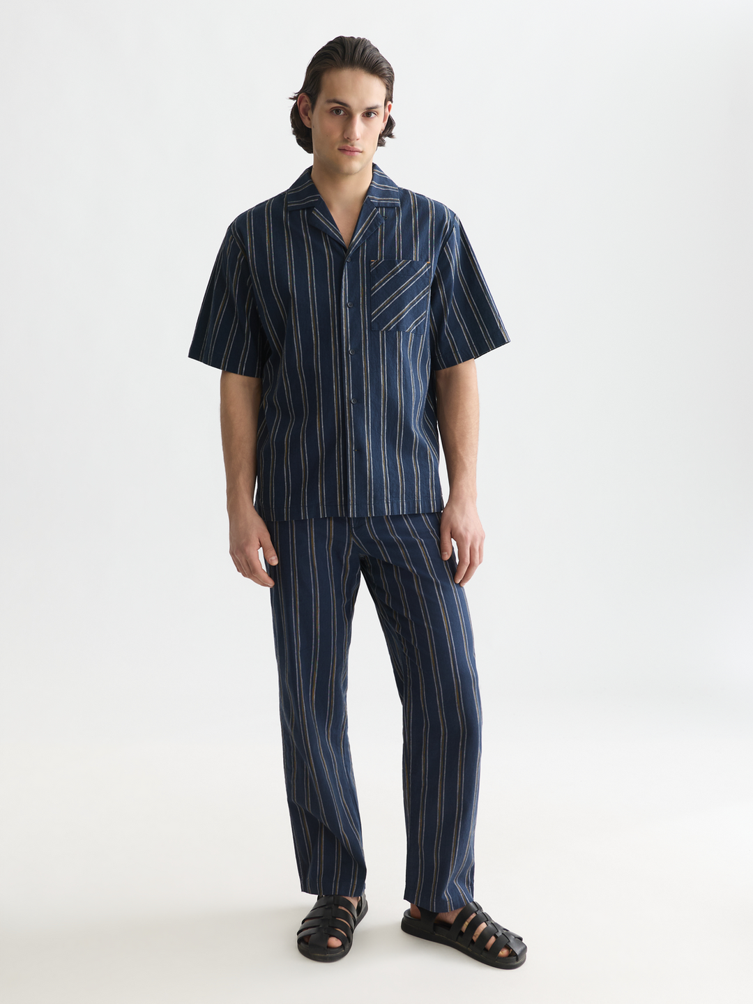 Otis striped linen blend straight-fit jogger