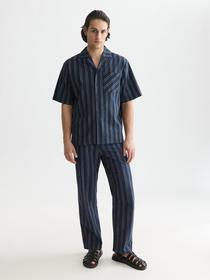 Otis striped linen blend straight-fit jogger