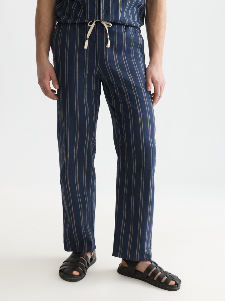 Otis striped linen blend straight-fit jogger