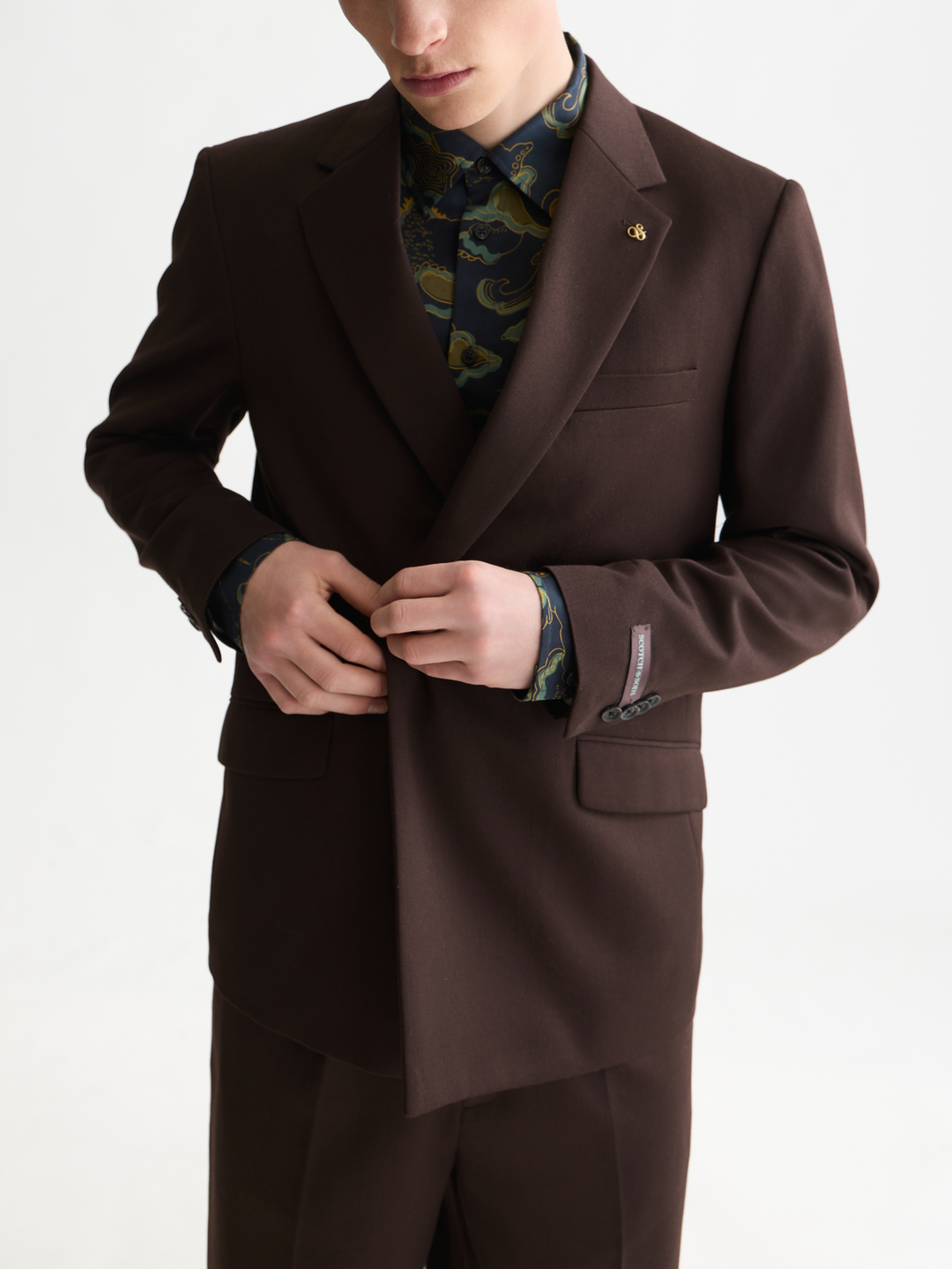 Double-breasted wool-blend relaxed-fit blazer