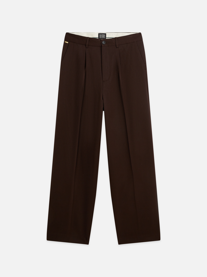Pleated wool-blend relaxed straight-fit chino