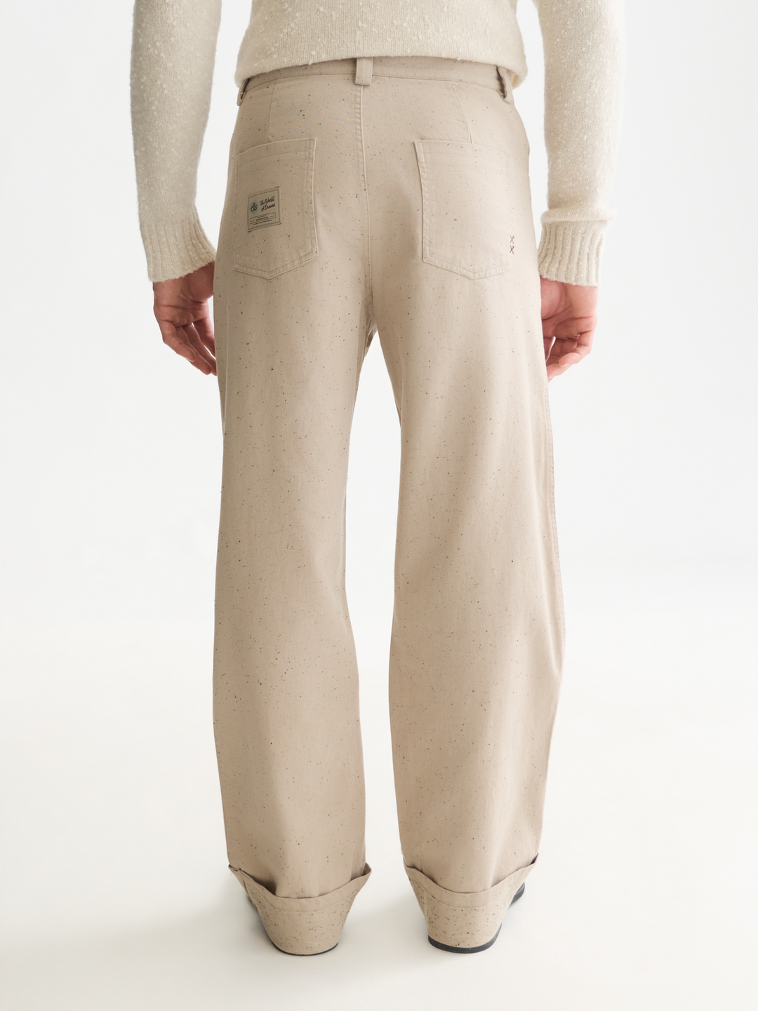 Speckled cotton-blend twill loose straight-fit pant