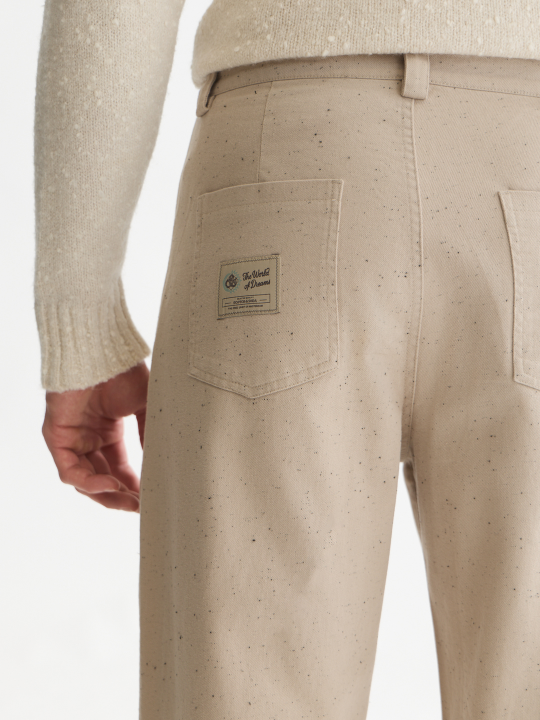 Speckled cotton-blend twill loose straight-fit pant