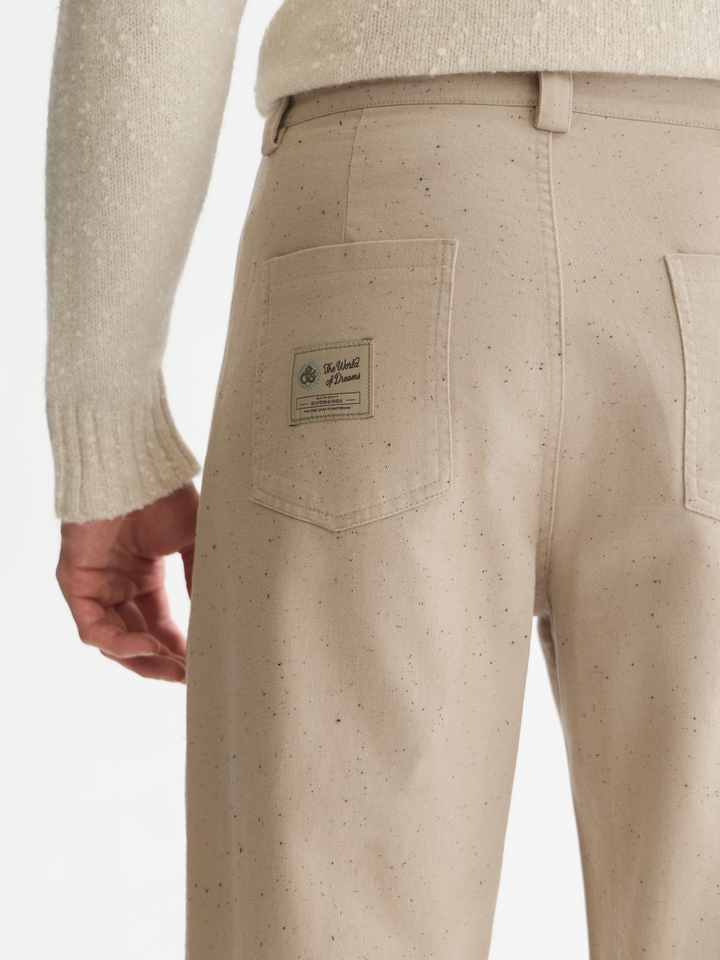 Speckled cotton-blend twill loose straight-fit pant